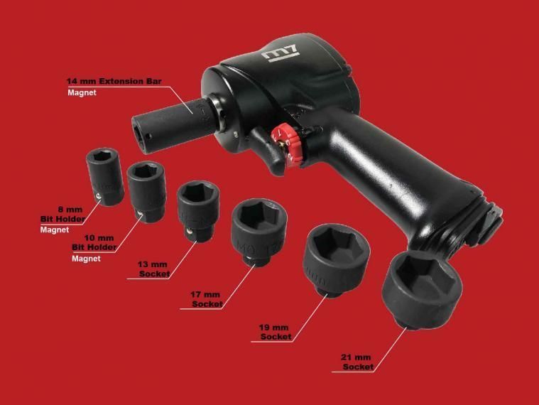 Пневмогайкокрут 1/2"- 3/8" 9000 об/хв 813/678 Нм зі змінним квадратом NC-4600-14KIT фото
