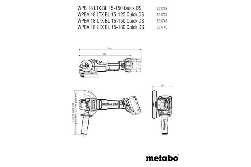 WPBA 18 LTX BL 15-125 Quick DS (601734840) Акумуляторна кутова шліфувальна машина 601734840 фото