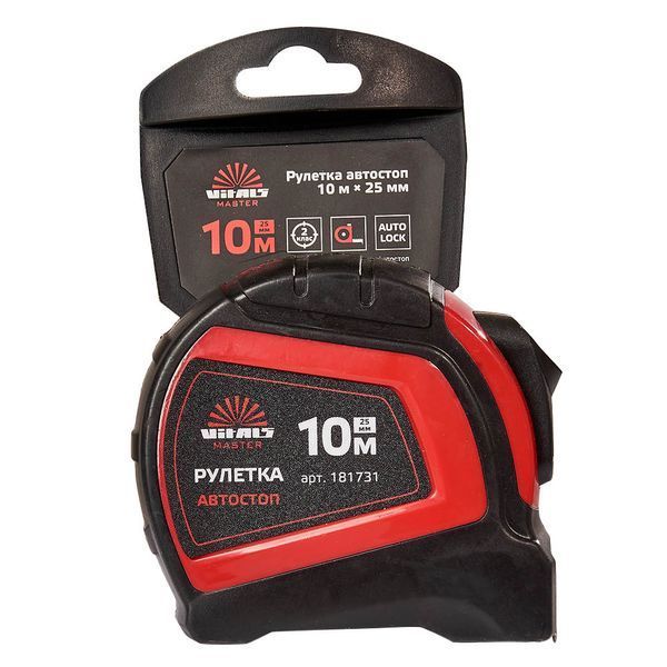 Рулетка 10 м &times; 25 мм автостоп Vitals Master 181731 фото
