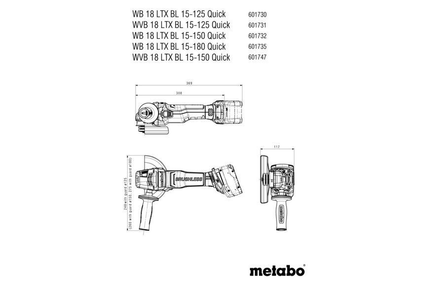 WVB 18 LTX BL 15-125 Quick (601731840) Акумуляторна кутова шліфувальна машина 601731840 фото
