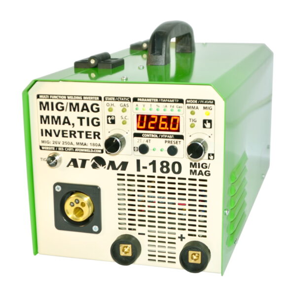 Зварювальний інверторний напівавтомат Атом I-180 MIG/MAG + кабель + пальник B15, 3м KZ-2