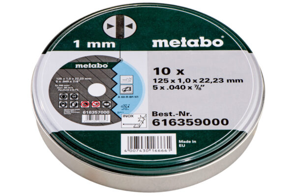 10 відрізних дисків «SP» 125×1,0x22,23 Inox, TF 41 (616359000)METABO