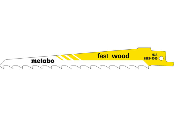 5 пилкових полотен Metabo для шабельних пилок «fast wood». 150 x 1.25 мм (628241000)