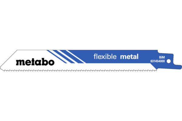 5 пилкових полотен Metabo для шабельних пилок «flexible metal». 150 x 0.9 мм (631454000)