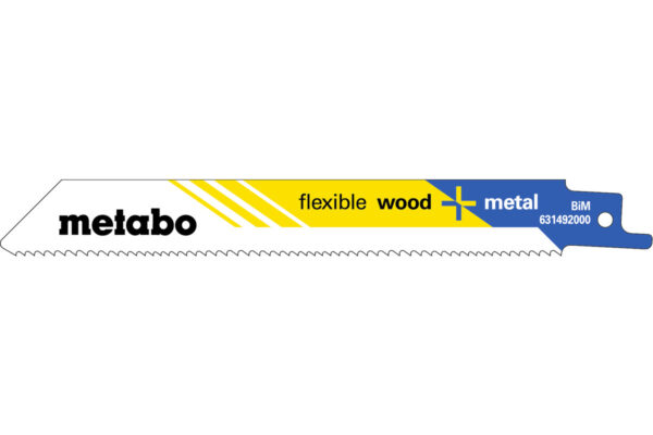 25 пилкових полотен Metabo для шабельних пилок «flexible wood + metal». 150 x 0.9 мм (628246000)