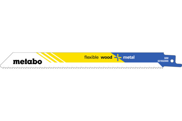 5 пилкових полотен Metabo для шабельних пилок «flexible wood + metal». 200 x 0.9 мм (631932000)