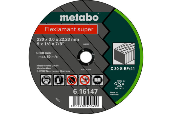 Відрізний диск Metabo super 230×3,0x22,23 камінь, TF 42 (616303000)