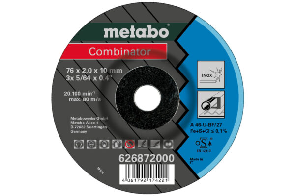 Відрізний диск Metabo, 3 шт., 76×2,0x10,23 мм Inox, TF 42 (626872000)