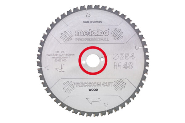Пилкове полотно Metabo “precision cut wood – professional”, 254×30, Z60 WZ 5° neg. (628222000)