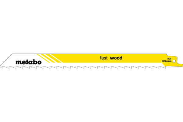 5 пилкових полотен Metabo для шабельних пилок «fast wood». 225 x 1.25 мм (628244000)