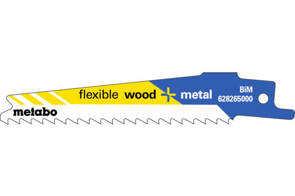 5 пилкових полотен Metabo для шабельних пилок «flexible wood + metal». 100 x 0.9 мм (628265000)