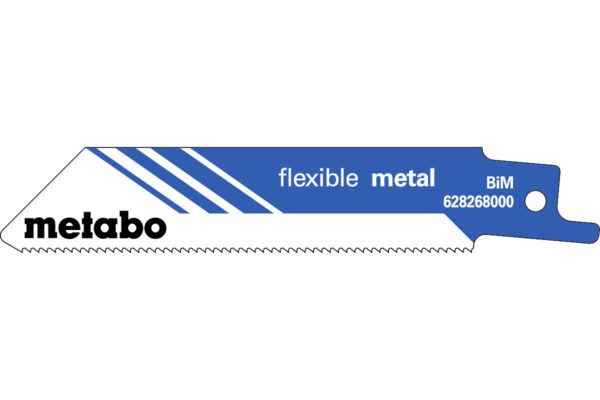 5 пилкових полотен Metabo для шабельних пилок «flexible metal». 100 x 0.9 мм (628268000)