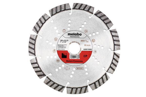 Алмазний відрізний круг 180×22,23мм, “CP”, бетон “professional” (628573000)Metabo