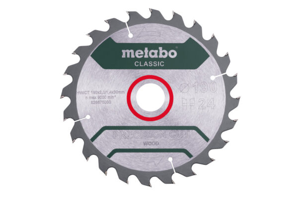 Пилкове полотно Metabo «precision cut wood — classic», 190×30 Z24 WZ 15° /B (628676000)