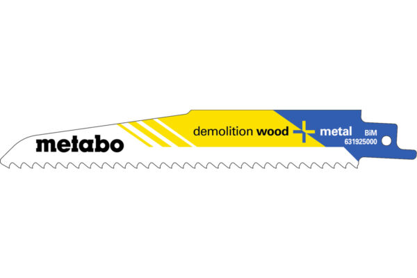 5 пилкових полотен Metabo для шабельних пилок «demolition wood + metal». 150 x 1.6 мм (631925000)