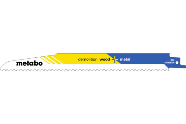 5 пилкових полотен Metabo для шабельних пилок «demolition wood + metal». 225 x 1.6 мм (631926000)
