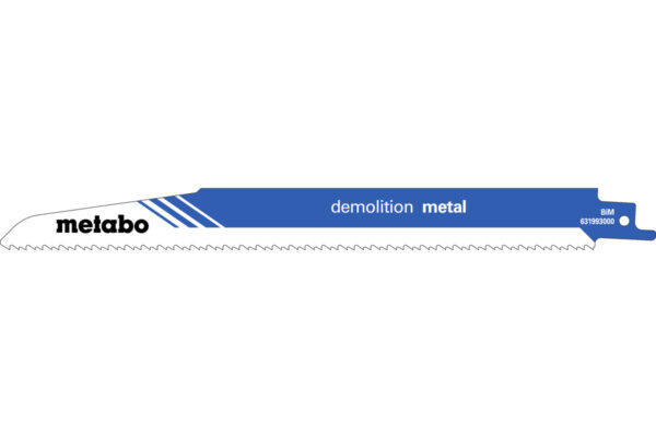 5 пилкових полотен Metabo для шабельних пилок «demolition metal». 225 x 1.6 мм (631993000)